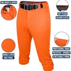 NEW Exxact Sports Zipper Orange Softball Pants Elastic Bottom Womens Adult Large